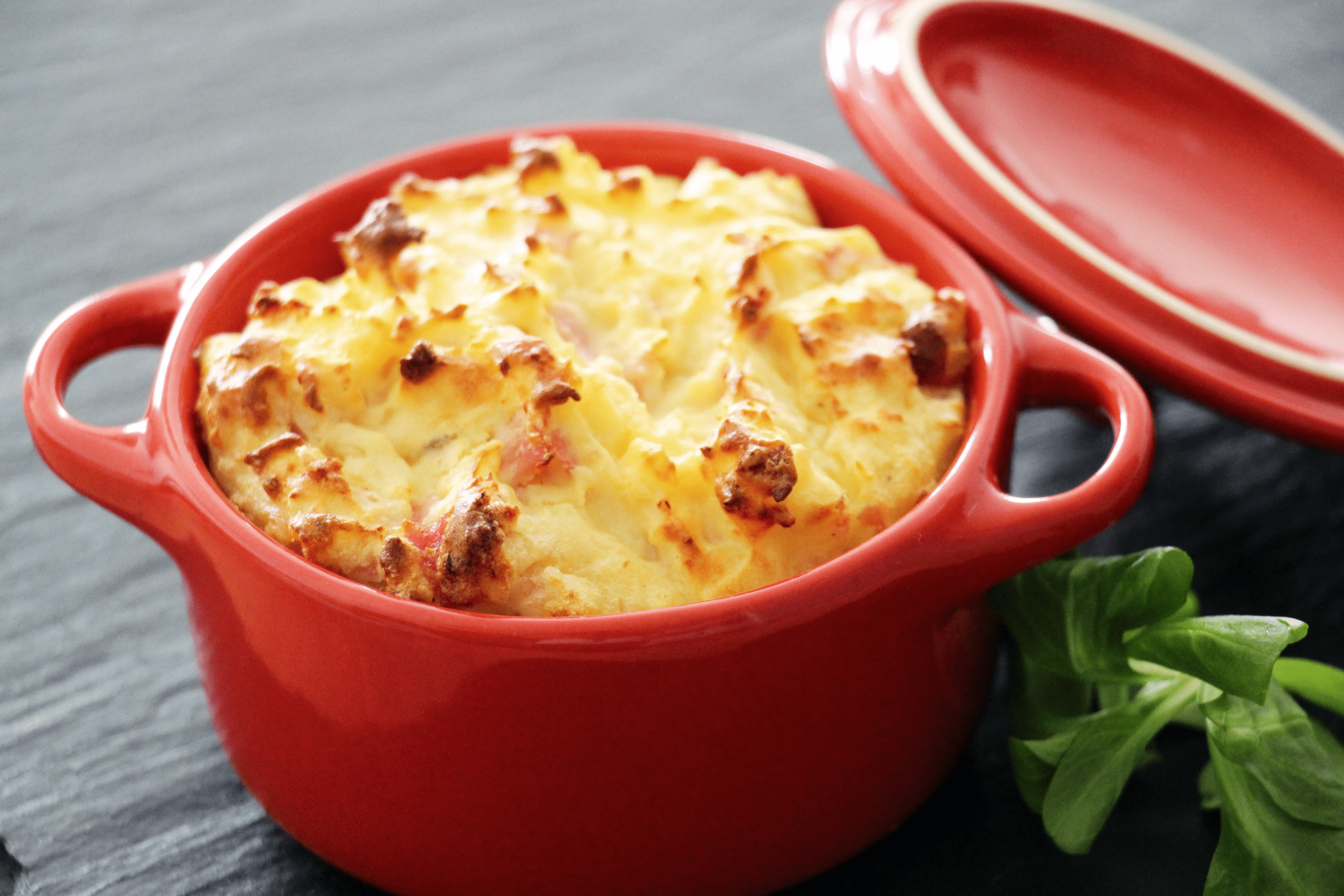 Souffle De Pomme De Terre Au Jambon Gratine